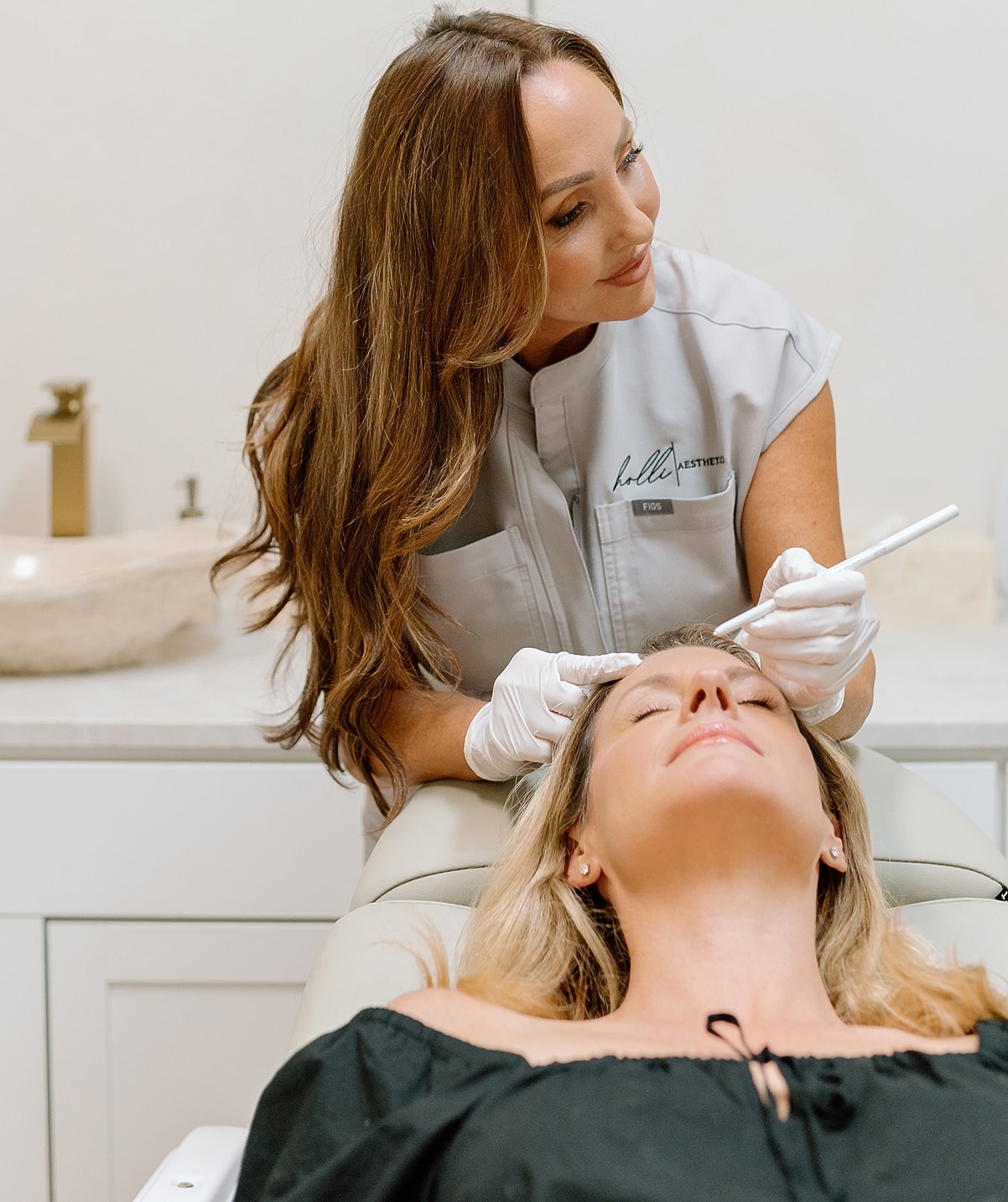 Model in a stylish off-shoulder top.